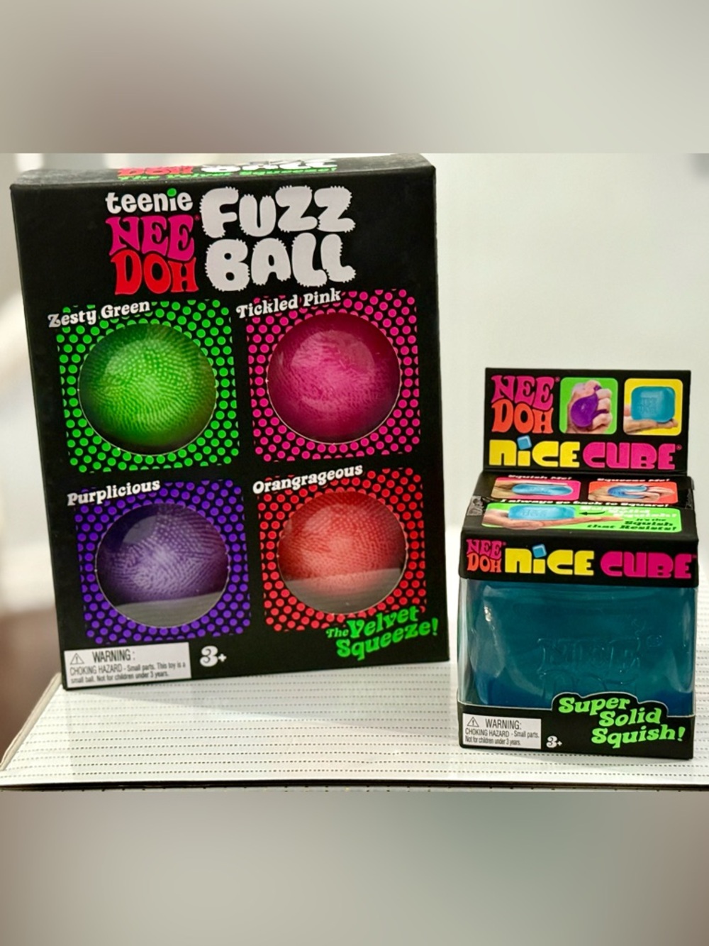 🆕 NeeDoh BUNDLE Fuzz Ball 4 Pack + Blue Nice Cube NIB | Viral TikTok HTF 🔥